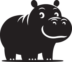 Hippo Silhouette Vector for Animal Websites and Apps.