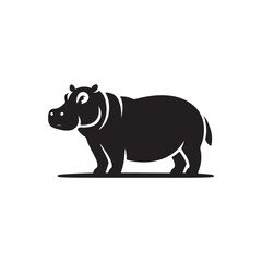 Wildlife App Icon - Hippo Silhouette Vector Design.