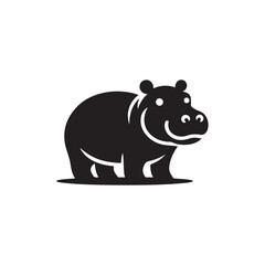 Wildlife App Icon - Hippo Silhouette Vector Design.