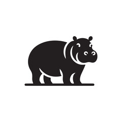 Wildlife App Icon - Hippo Silhouette Vector Design.