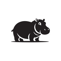 Hippo Silhouette Vector Icon for Animal Conservation Websites.