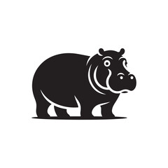 Hippo Silhouette Vector Icon for Animal Conservation Websites.