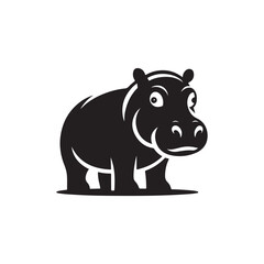 Hippo Silhouette Vector Icon for Animal Conservation Websites.