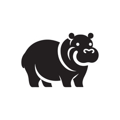 Animal-Themed Vector Icon - Hippo Silhouette for Wildlife Apps.