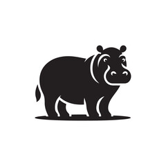 Animal-Themed Vector Icon - Hippo Silhouette for Wildlife Apps.