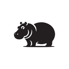 Animal-Themed Vector Icon - Hippo Silhouette for Wildlife Apps.
