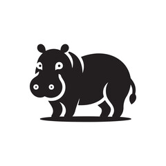 Hippo Silhouette Icon for Nature and Wildlife-Themed Websites.