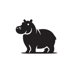 Animal Wildlife Vector Icon - Hippo Silhouette for Apps.