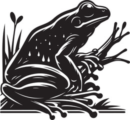 Frog Silhouette for Emblem, Badge, and Label Design - Vector Illustration.