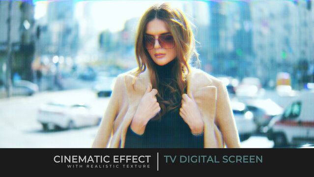 TV Digital Screen Cinematic Effect with Realistic Texture