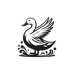 Flat Style Duck Icon - Vector Graphic Illustration.