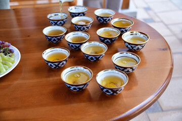 Bowls of tea. Bukhara, Uzbekistan