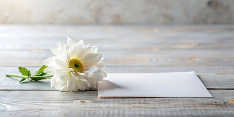 Condolence card featuring a delicate flower in loving memory , sympathy, sorry for your loss, condolences