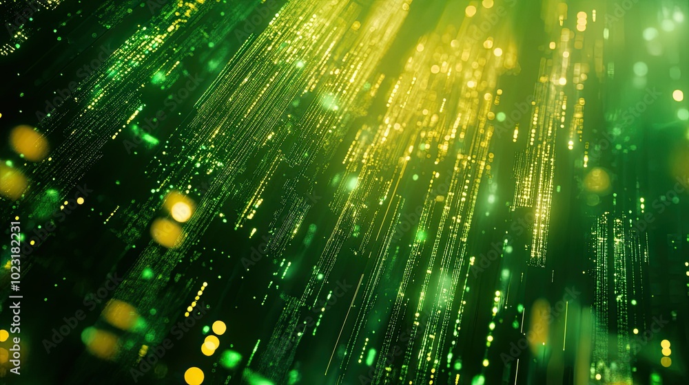 Poster a digital abstract background featuring complex data streams, holographic elements, and a high-tech 