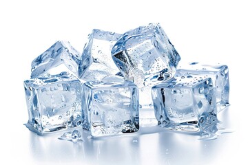 Crystal clear ice cubes melting