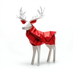 Minimalist Origami Reindeer on Clean White Background

