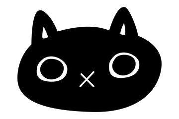 Doodle Black cat. Halloween cat character. Cartoon hand drawn trendy kitten. Stock vector illustration isolated on white background.