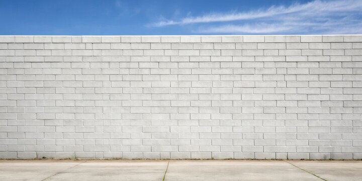 White cinder block wall with wide panoramic view, white, cinder block, wall, panorama, architecture, construction