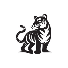 Simple Tiger Silhouette in Motion - Vector Design.