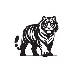 Simple Tiger Silhouette in Motion - Vector Design.