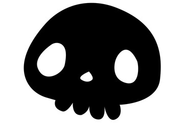 Cute doodle skull. Halloween skeleton bone. Cute Halloween doodle decoration element. October holiday decorations, spirit characters. Kids flat vector illustration isolated on white.