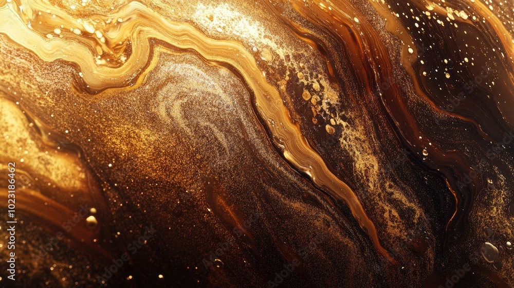 Aufkleber a flowing abstract background featuring liquid-like patterns in shades of gold and bronze, adding a 