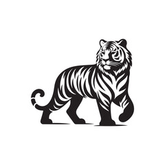 Walking Tiger Silhouette - Vector Graphic.