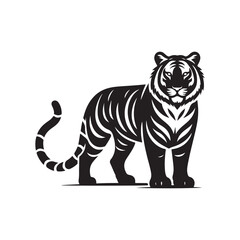 Walking Tiger Silhouette - Vector Graphic.