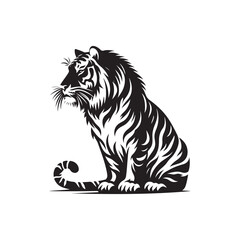 Walking Tiger Silhouette - Vector Graphic.