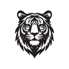 Detailed Silhouette of Tiger Head - Vector Art.