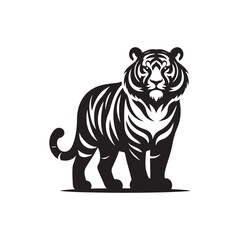Tiger Silhouette Walking - Clean Vector Illustration.