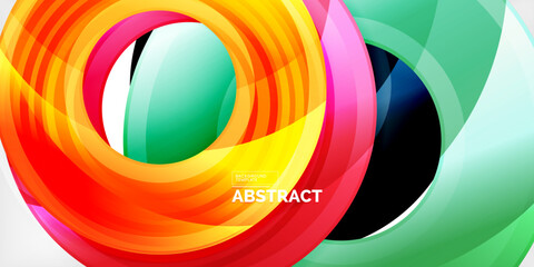 Fototapeta premium Bright colorful circles with light effects. Abstract background