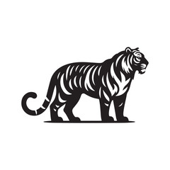 Simple Vector of a Tiger in Motion - Silhouette Design.