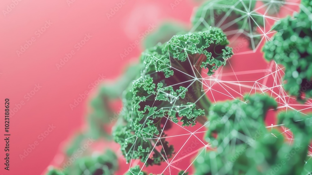 Aufkleber abstract image of kale with a digital network overlay, representing growth and connection.