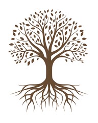 Stylized Tree Icon with Roots   Symbolizing Growth  Stability  and Sustainability