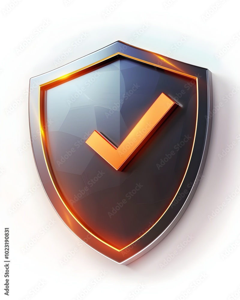 Poster clean and professional shield icon with checkmark representing security and protection