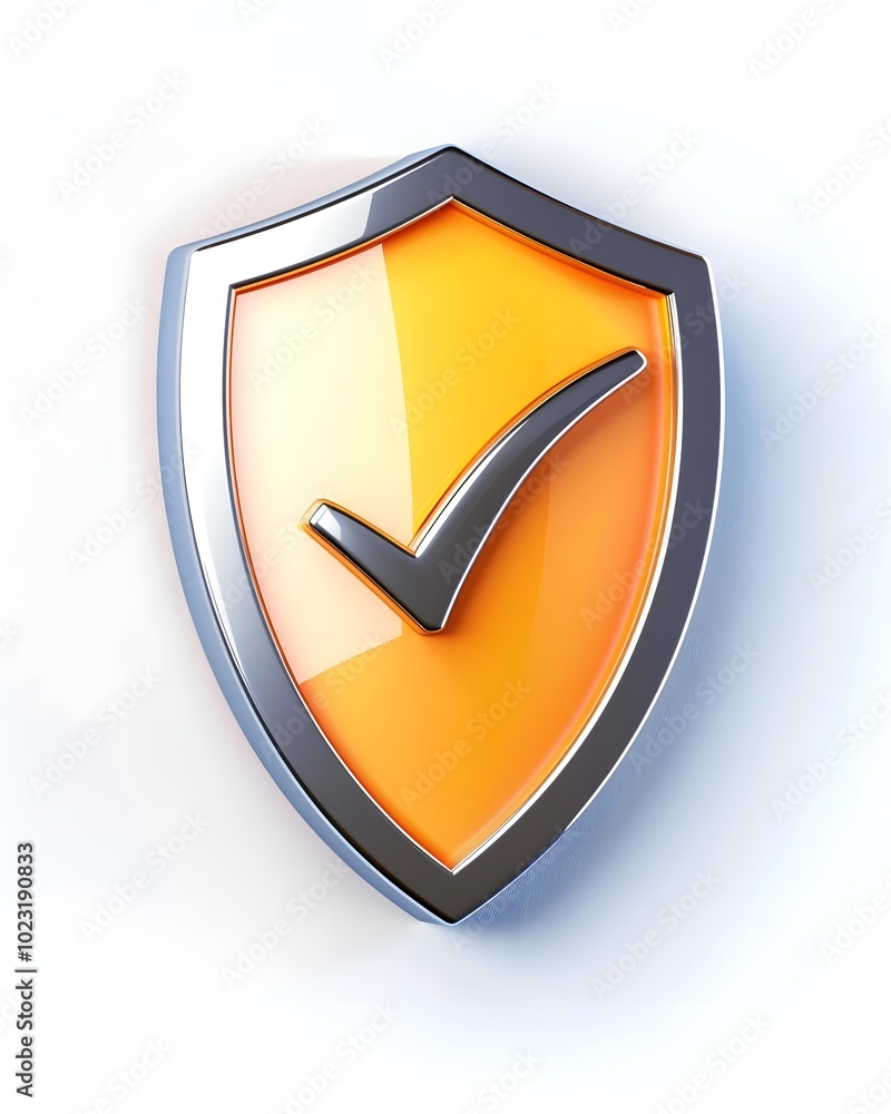 Poster secure shield icon with checkmark on clean white background