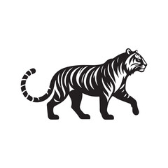 Simple Vector of a Tiger in Motion - Silhouette Design.