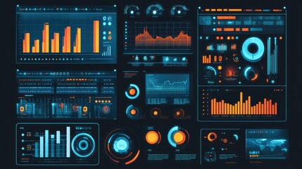 Obraz premium a computer and dashboard business analysis and Data science technology and digital marketing icons