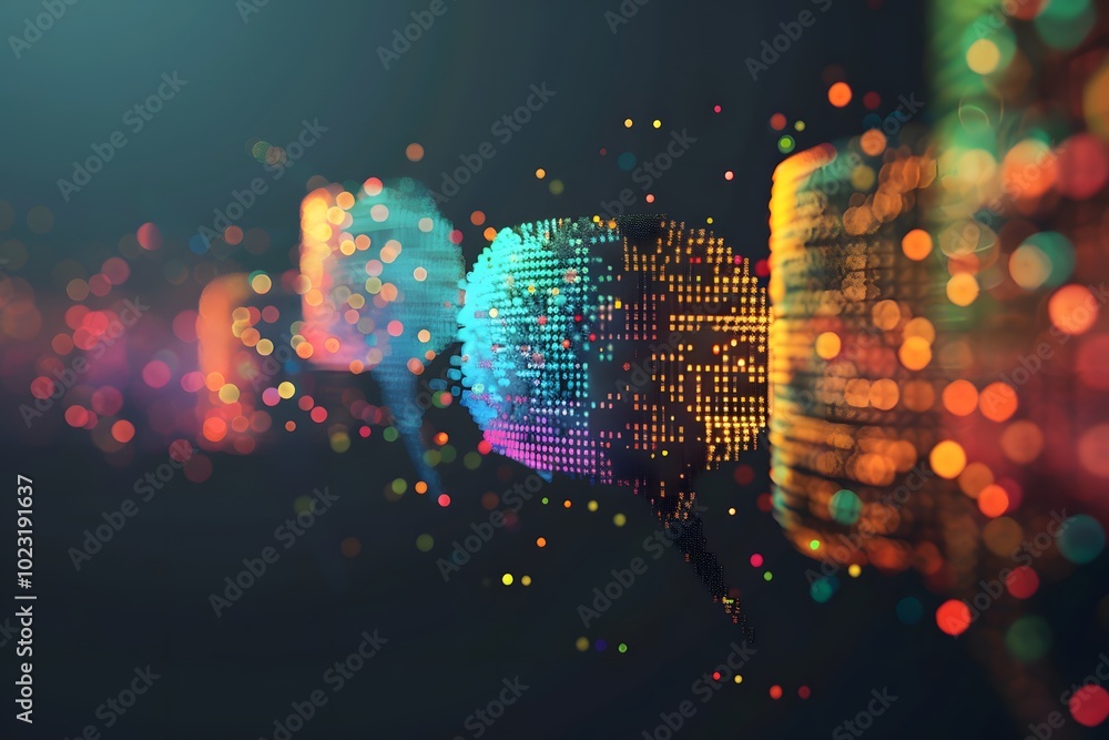 Poster vibrant digital waves: a colorful display of data visualization