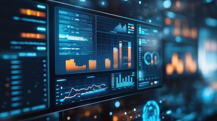 Fototapeta premium a computer and dashboard business analysis and Data science technology and digital marketing icons