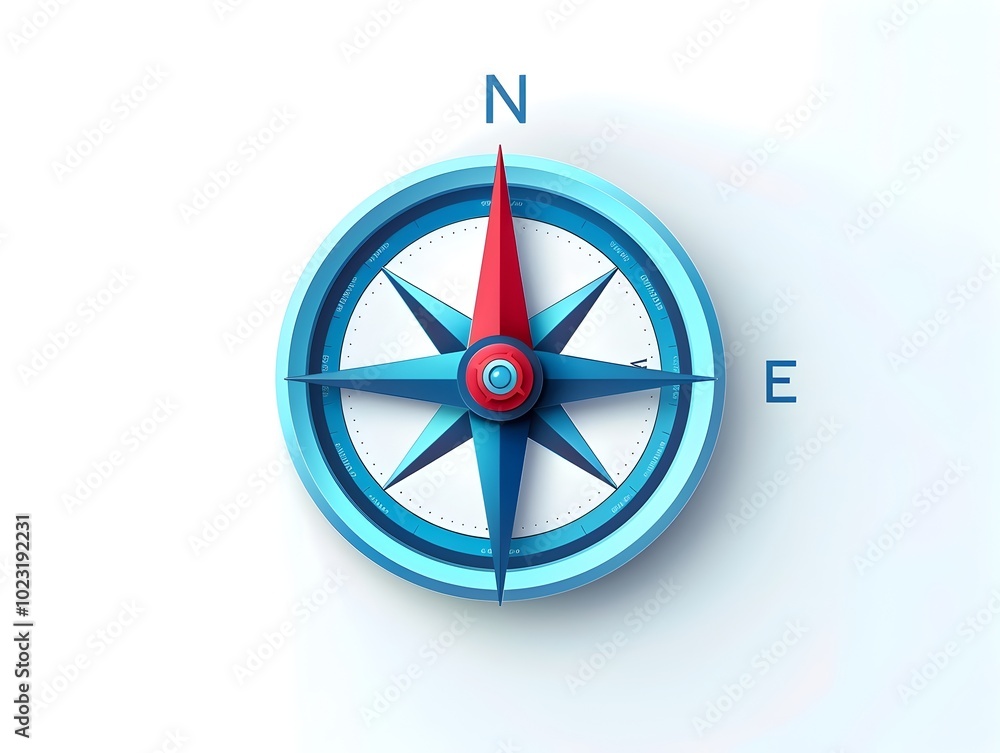 Wall mural compass icon symbolizing guidance and direction on white background