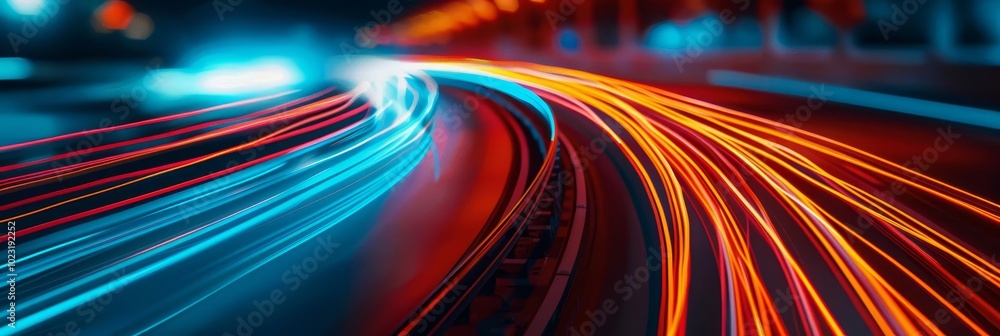 Poster high-speed blur effect, illustrating technology and motion with copy space