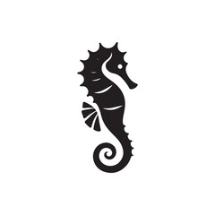 Vector Seahorse Silhouette Icon - Flat Logo and Clipart Design.