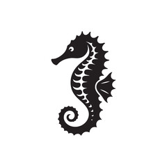 Fototapeta premium Flat Seahorse Vector Icon - Silhouette Logo Clipart Illustration.