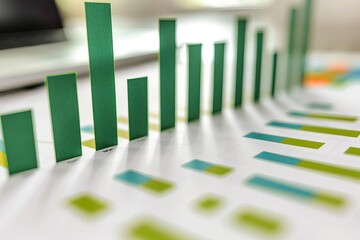 Profit bar chart in green on a white backdrop With copy space
