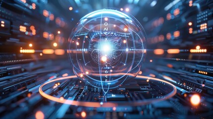 Fototapeta premium Quantum computing centers used for military strategy simulations, pushing the boundaries of digital defense