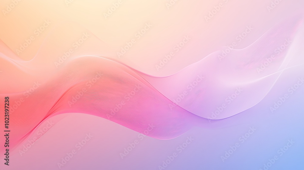 Poster a minimalistic abstract background with flowing lines in pastel tones, giving a soft and smooth grad