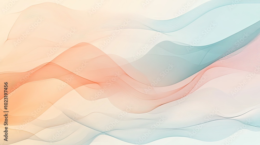 Poster a minimalistic abstract background with flowing lines in pastel tones, giving a soft and smooth grad