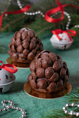 New Year's chocolate cakes in shape of cones